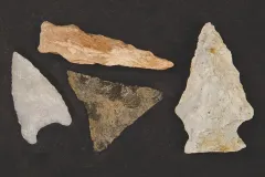 These stone projectile points indicate previous Native American occupation of the Alden Homesite land. Recovered Native artifacts range from 1000 BP (Before Present) to the 17th-century Contact Period.